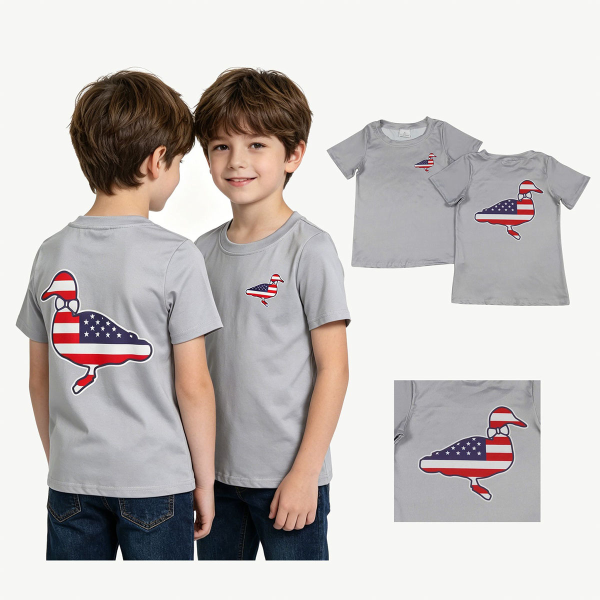 Camisetas de Manga Curta Cinza - Baby Clothing Wholesale avaliação e preço